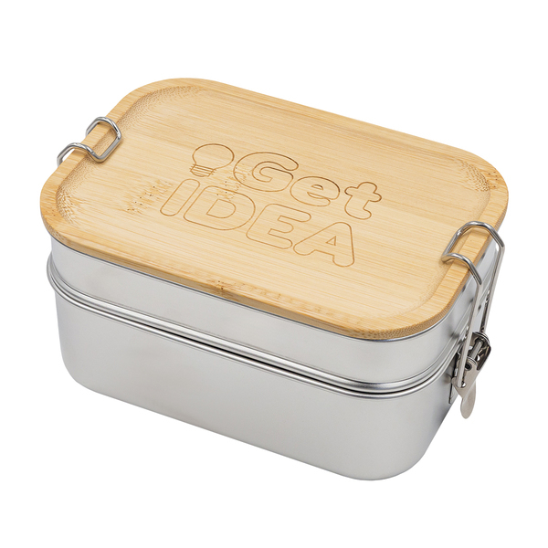 R08209.01.O - Double lunch box Alcora 1100 ml, srebrny 