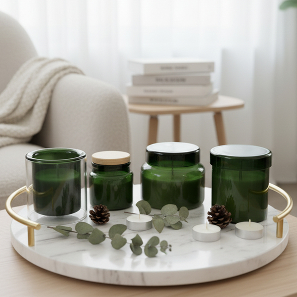 R17377.51 - Świeca zapachowa w szkle Bloom, ciemny zielony 