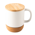 R85309.06 - Kubek ceramiczny z bambusową przykrywką Giulia, biały 